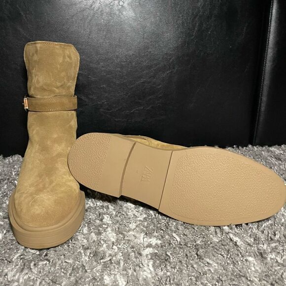 NWT Zara Fleece Lined Split Leather Boots - Picture 7 of 8